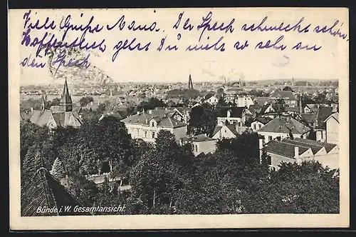 AK Bünde i. W., Gesamtansicht aus der Vogelschau