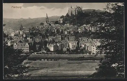 AK Marburg, Totalansicht aus der Vogelschau
