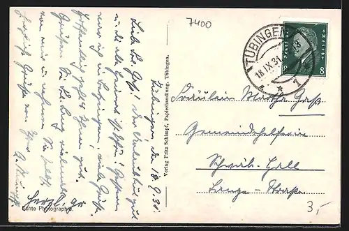 AK Tübingen, Neckarpartie mit Hölderlinturm