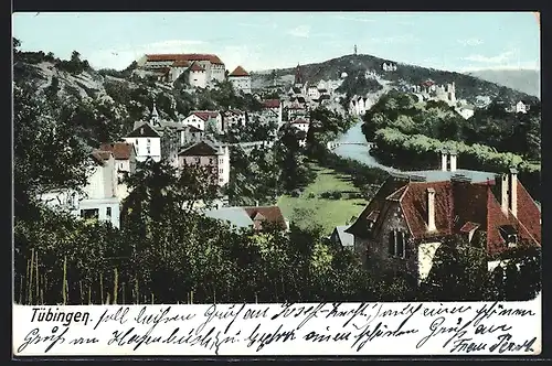 AK Tübingen, Teilansicht aus der Vogelschau