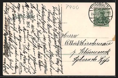 AK Tübingen, Teilansicht aus der Vogelschau