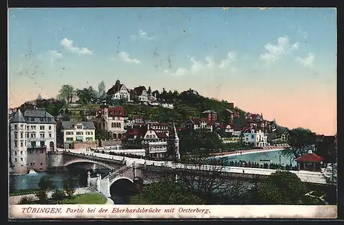AK Tübingen, Partie bei der Eberhardsbrücke mit Oesterberg