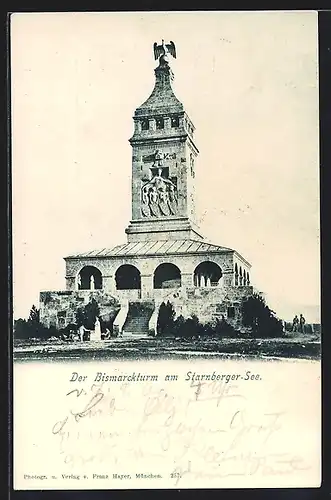 AK Assenhausen, Blick auf den Bismarckturm am Starnberger See
