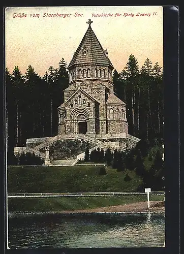 AK Starnberg, Votivkirche für Ludwig II. am Starnberger See