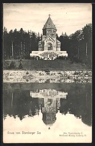 AK Berg, Votivkirche f. Weiland König Ludwig II. am Starnberger See