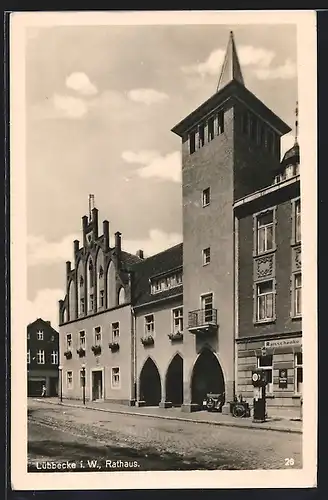 AK Lübbecke i. W., Rathaus mit Gasthaus Ratsschenke