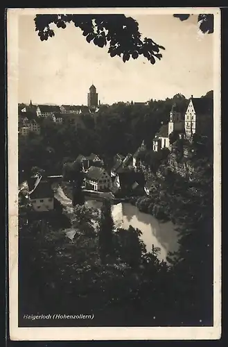 AK Haigerloch /Hohenzollern, Ortsansicht mit Gewässer aus der Vogelschau