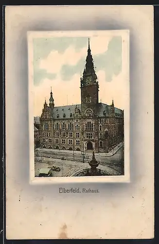 AK Elberfeld, Rathaus aus der Vogelschau