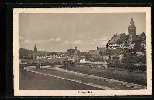 AK Bremgarten, Flusspartie mit Brücke und Ansicht der Ortschaft