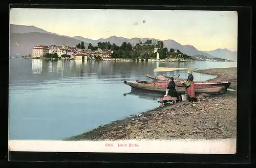 AK Isola Bella, Blick vom Ufer auf die Insel