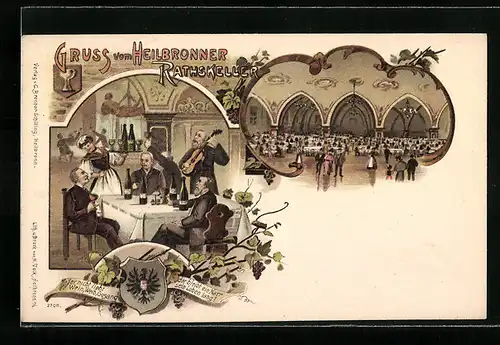 Lithographie Heilbronn, Gasthaus zum Heilbronner Rathskeller