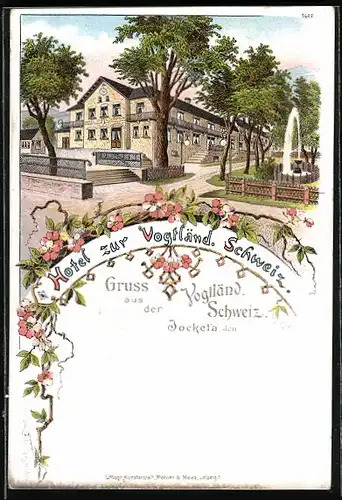 Lithographie Jocketa, Hotel zur Vogtl. Schweiz