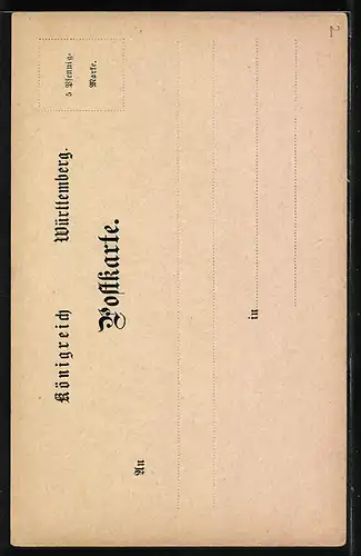Lithographie Marbach, Blick auf Schillers Geburtshaus