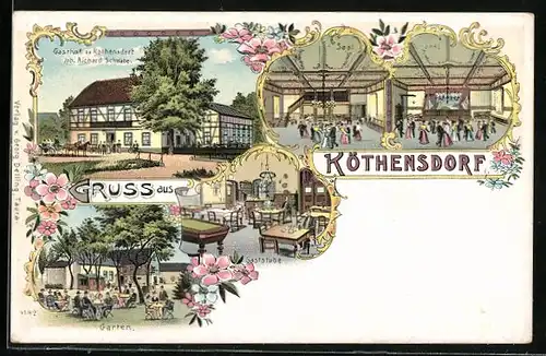 Lithographie Köthensdorf, Gasthof Zu Köthensdorf, Innenansicht der Gaststube