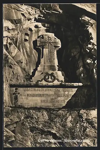 AK Andermatt, Suwaroffdenkmal an der Gotthardstrasse