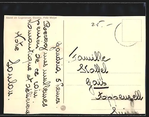 Künstler-AK Gandria, Abend am Luganersee