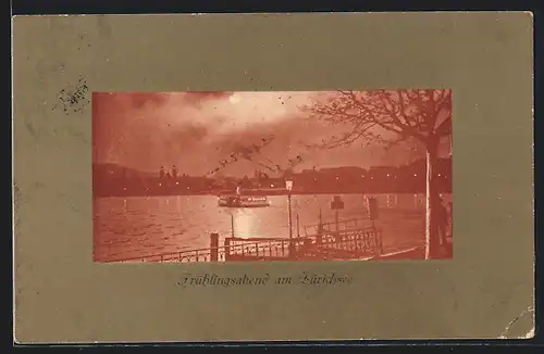AK Zürich, Frühlingsabend am Zürichsee