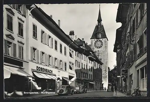 AK Bremgarten, Marktgasse mit Kirchturm