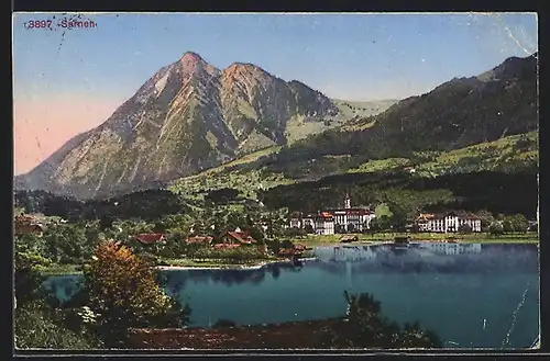 AK Sarnen, Blick über den See auf die Ortschaft