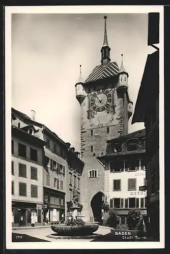 AK Baden, Blick auf den Stadt-Turm