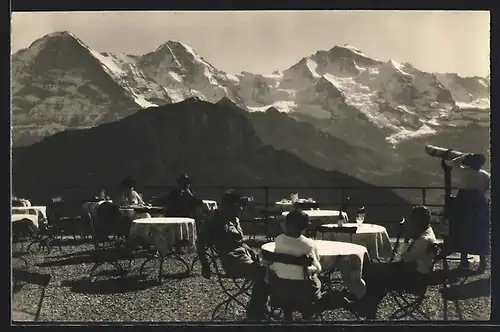 AK Schynige Platte, Blick von der Terrasse auf Eiger-Mönch und Jungfrau