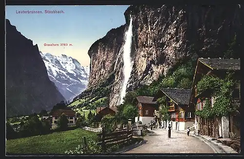 AK Lauterbrunnen, Staubbach-Wasserfall, Grosshorn