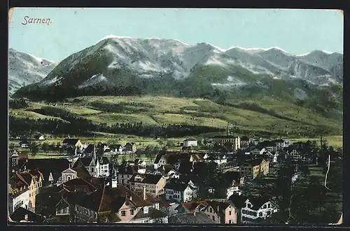 AK Sarnen, Teilansicht mit Bergen