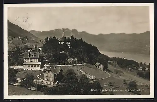 AK Flüeli, Kapelle mit Sarnersee und Giswilerbergen