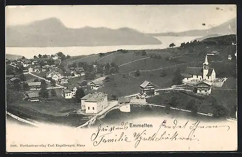 AK Emmetten, Teilansicht mit Kirche