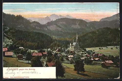 AK Lungern, Ortsansicht gegen den Brünig