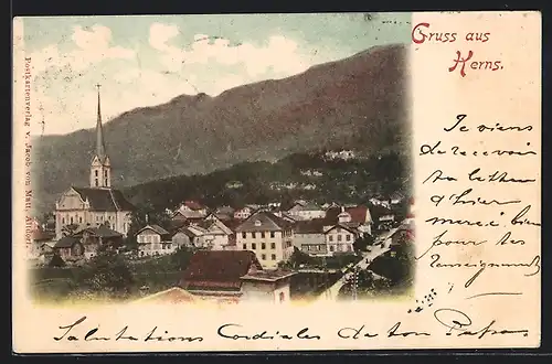 AK Kerns, Teilansicht mit Kirche