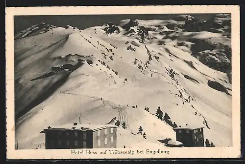 AK Engelberg, Hotel Hess auf Trübseealp im Schnee
