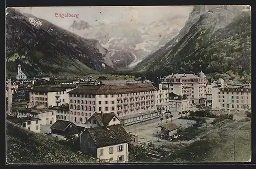 AK Engelberg, Ortspartie mit Hotel