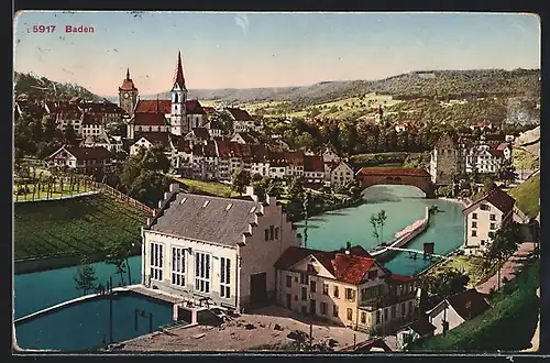 AK Baden, Blick über die Dächer der Stadt