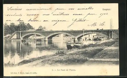 AK Lagny, le Pont de Pierre