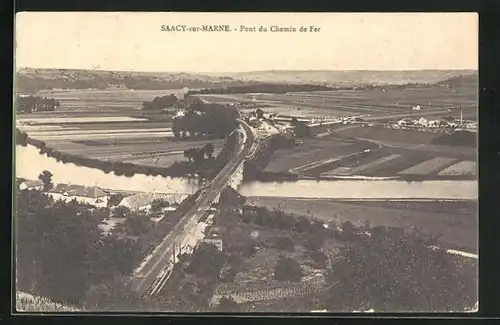 AK Saacy-sur-Marne, Pont du Chemin de Fer