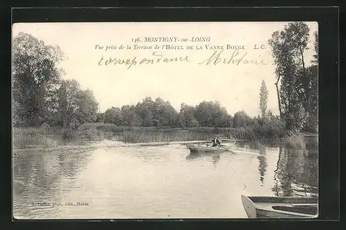 AK Montigny-sur-Loing, Vue prise de la Terrasse de l`Hotel de la Vanne Rouge