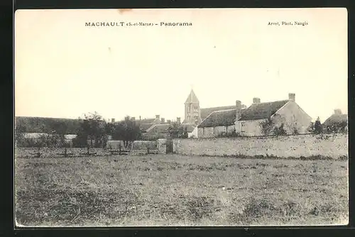 AK Machault, Panorama mit Kirche