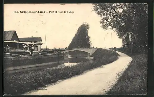 AK Souppes-sur-Loing, Pont et Quai de halage