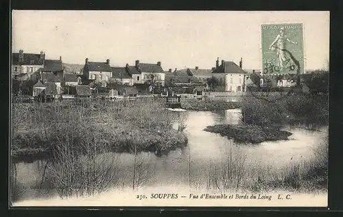 AK Souppes, Vue d`Ensemble et Bords du Loing