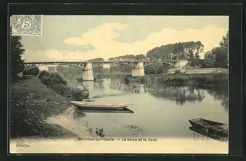 AK Marolles-sur-Seine, La Seine et le Pont