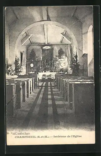 AK Champdeuil, Intérieur de l`Eglise, Kirche