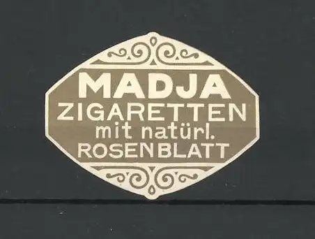 Präge-Reklamemarke Madja Zigaretten, mit natürl. Rosenblatt