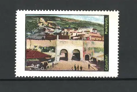 Reklamemarke Gibraltar, Stadtansicht mit Marktplatz