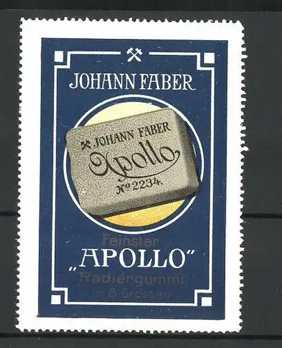Reklamemarke Apollo Radiergummi, Johann Faber, Ansicht des Radiergummis No. 2234