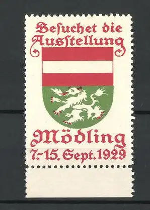 Reklamemarke Mädling, Ausstellung 1929, Stadtwappen