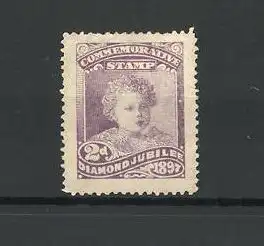 Reklamemarke Diamond Jubilee 1897, Commemorative Stamp, Portrait eines Mädches