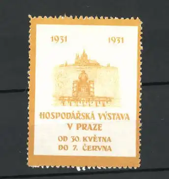 Reklamemarke Praze, Hospodarska Vystava 1931, Denkmal und Schloss