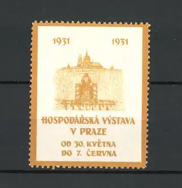 Reklamemarke Praze, Hospodarska Vystava 1931, Denkmal und Schloss