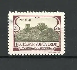 Reklamemarke Alt-Cilli, Schlossansicht, Deutscher Volksverein